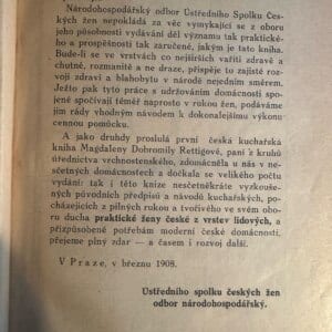 Předmluva k prvnímu vydání Kuchařky Marie Štechové (1908)
